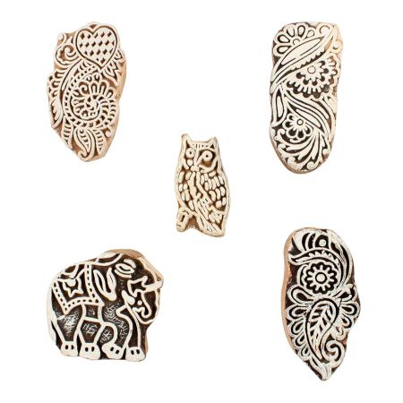 Set of 5 Piece New Mix Wooden Printing Blocks